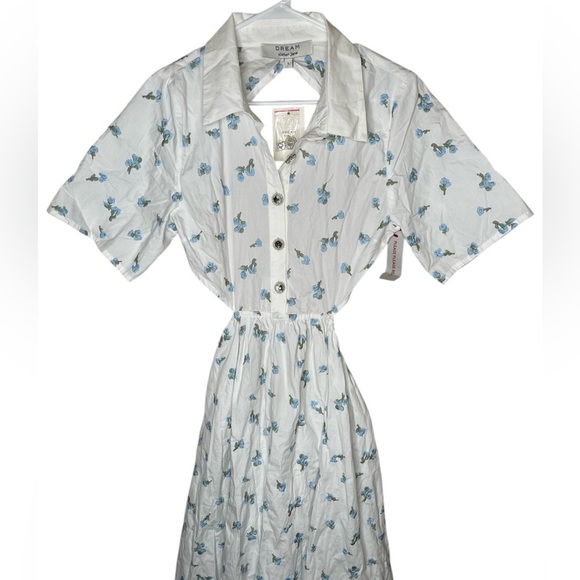 NWT Dream Sister Jane Lapis Shell Shirt Dress Women's Size Large Brilliant White - Picture 4 of 12